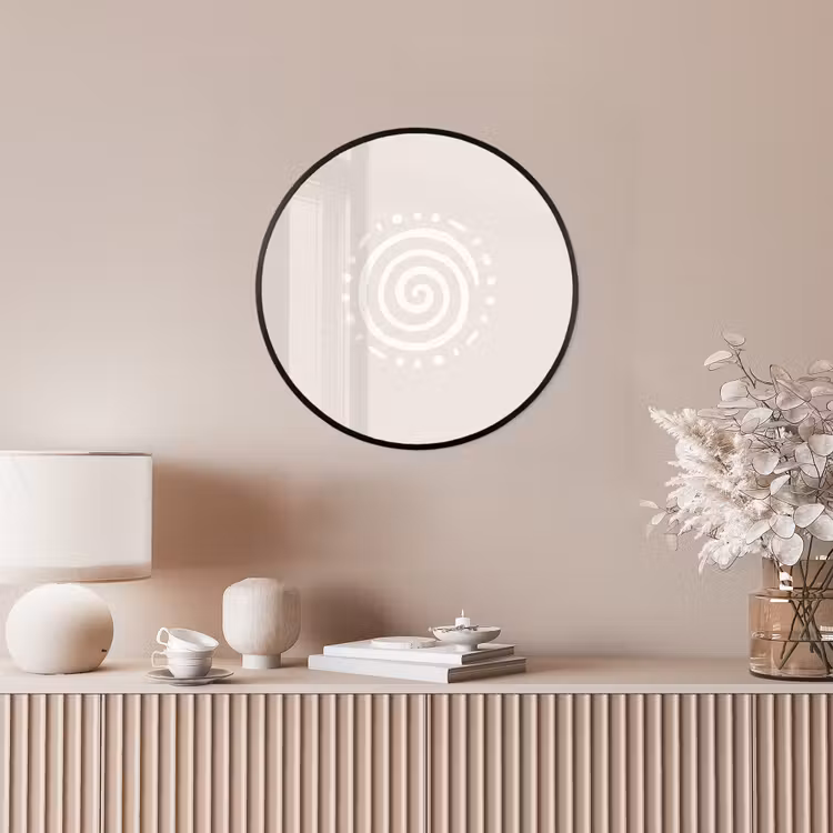 Poster im Rahmen Rund - Symbol – Spirale – Abstrakt – Minimalistisch – Beige — 5
