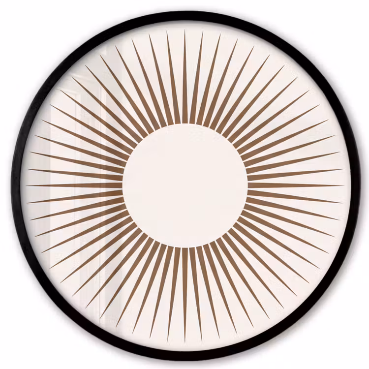 Poster im Rahmen Rund - Zusammenfassung – Sonne – Symbol – Modern – Beige — 1