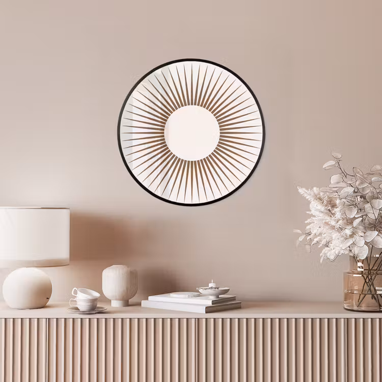 Poster im Rahmen Rund - Zusammenfassung – Sonne – Symbol – Modern – Beige — 5
