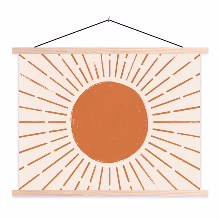 Stoffbild - Sonne – Strahlen – Abstrakt – Terrakotta – Modern — 1