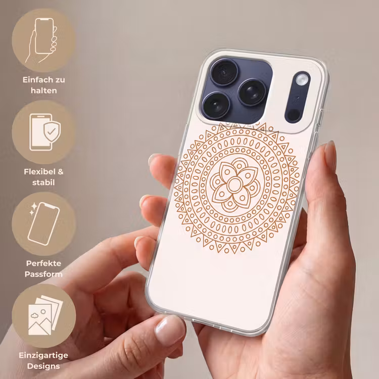 Handyhülle - Mandala – Geometrisch – Abstrakt – Orientalisch – Braun — 4