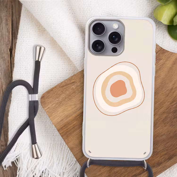Handyhülle mit Band - Abstrakt – Organisch – Modern – Beige – Kunst — 3