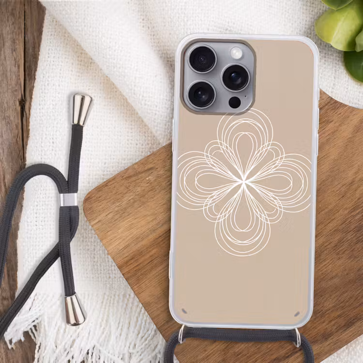 Handyhülle mit Band - Muster – Linien – Abstrakt – Minimalistisch – Beige — 3