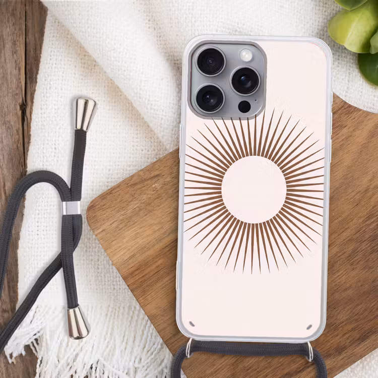 Handyhülle mit Band - Zusammenfassung – Sonne – Symbol – Modern – Beige — 3