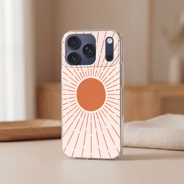 Handyhülle - Sonne – Strahlen – Abstrakt – Terrakotta – Modern — 3