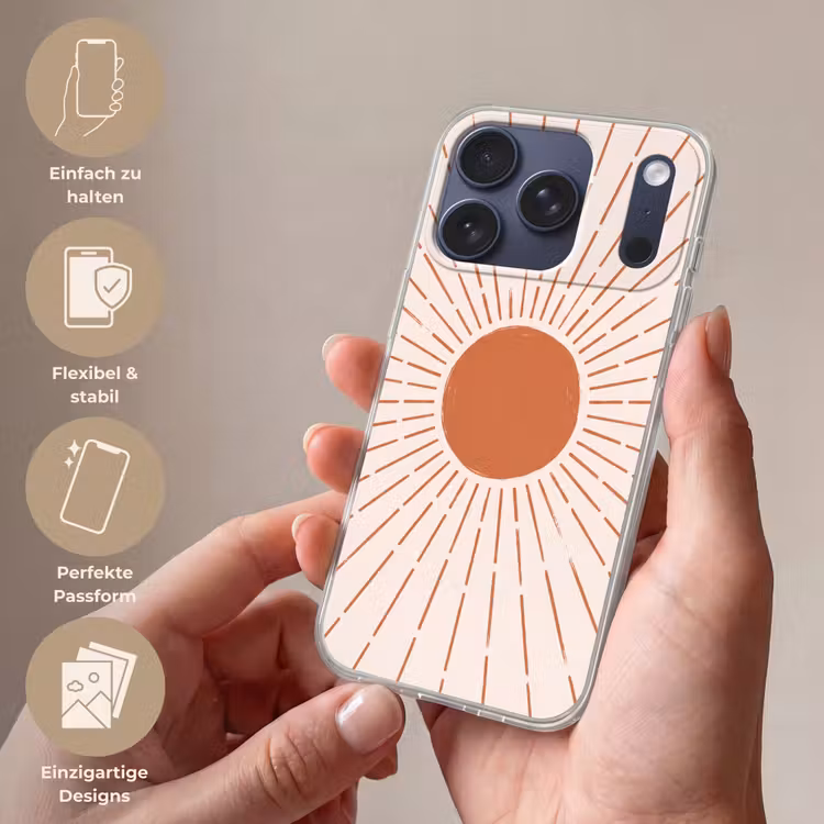 Handyhülle - Sonne – Strahlen – Abstrakt – Terrakotta – Modern — 4