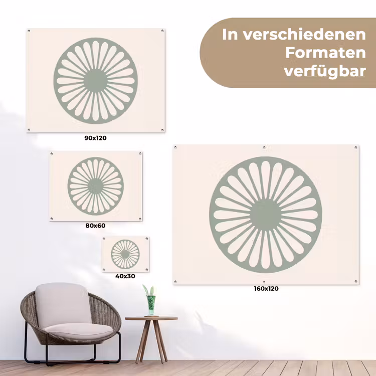 Gartenposter - Zusammenfassung – Muster – Radial – Modern – Grün — 6