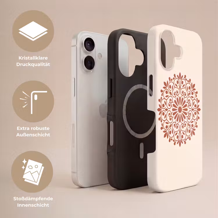 Handyhülle Toughcase - Dekoration – Kreis – Symmetrisch – Modern – Rotbraun — 3
