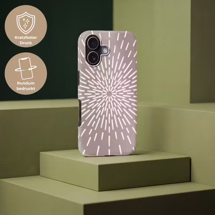 Handyhülle Toughcase - Muster – Strahlen – Abstrakt – Modern – Grau — 7
