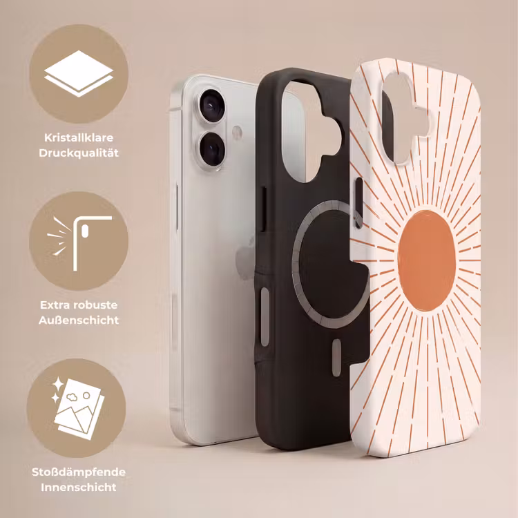 Handyhülle Toughcase - Sonne – Strahlen – Abstrakt – Terrakotta – Modern — 3