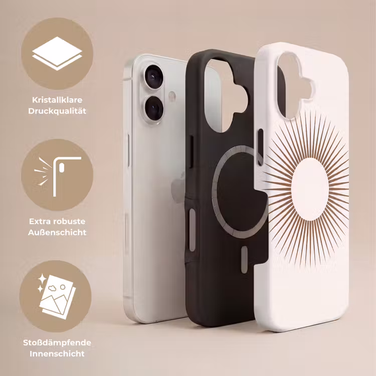 Handyhülle Toughcase - Zusammenfassung – Sonne – Symbol – Modern – Beige — 3