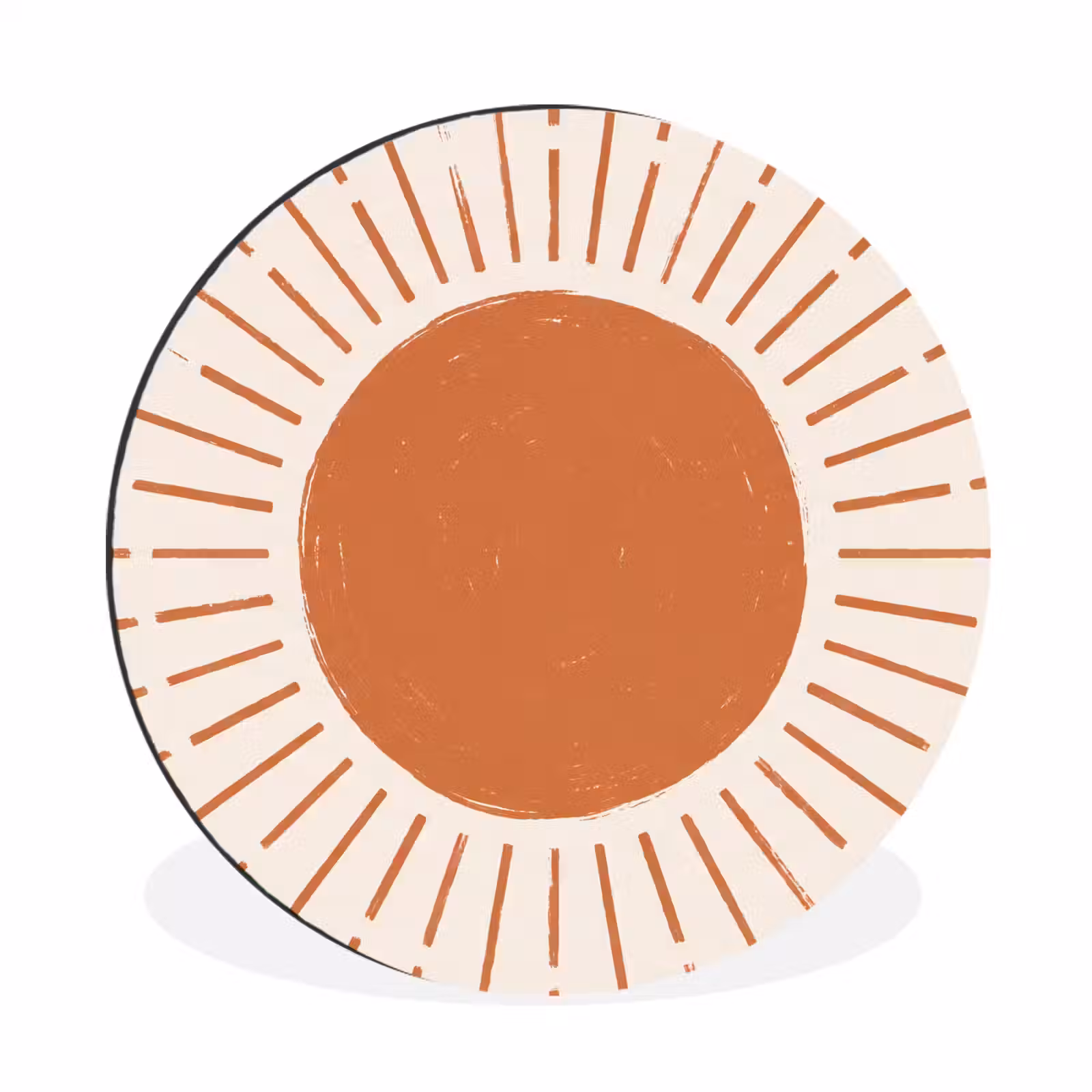 Alu-Dibond-Bild Rund - Sonne – Strahlen – Abstrakt – Terrakotta – Modern — 1