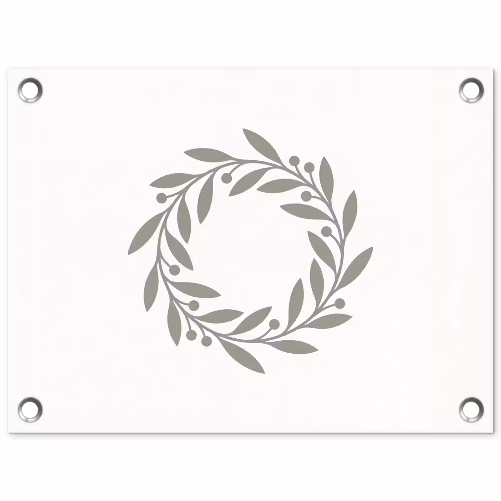Gartenposter - Kranz – Blätter – Natur – Minimalistisch – Grau — 1