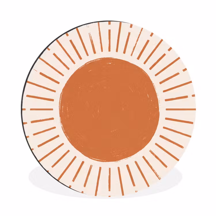Alu-Dibond-Bild Rund - Sonne – Strahlen – Abstrakt – Terrakotta – Modern — 1