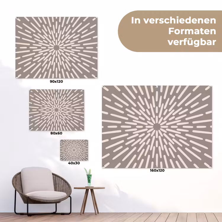 Gartenposter - Muster – Strahlen – Abstrakt – Modern – Grau — 6