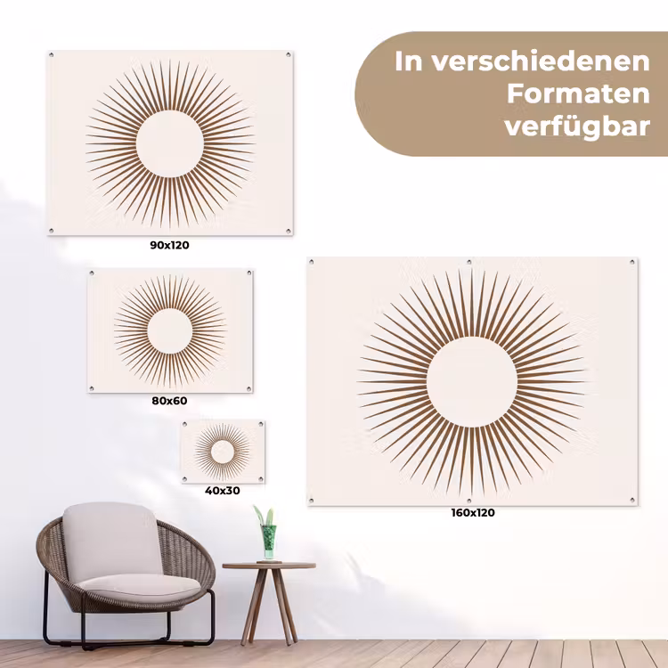 Gartenposter - Zusammenfassung – Sonne – Symbol – Modern – Beige — 6