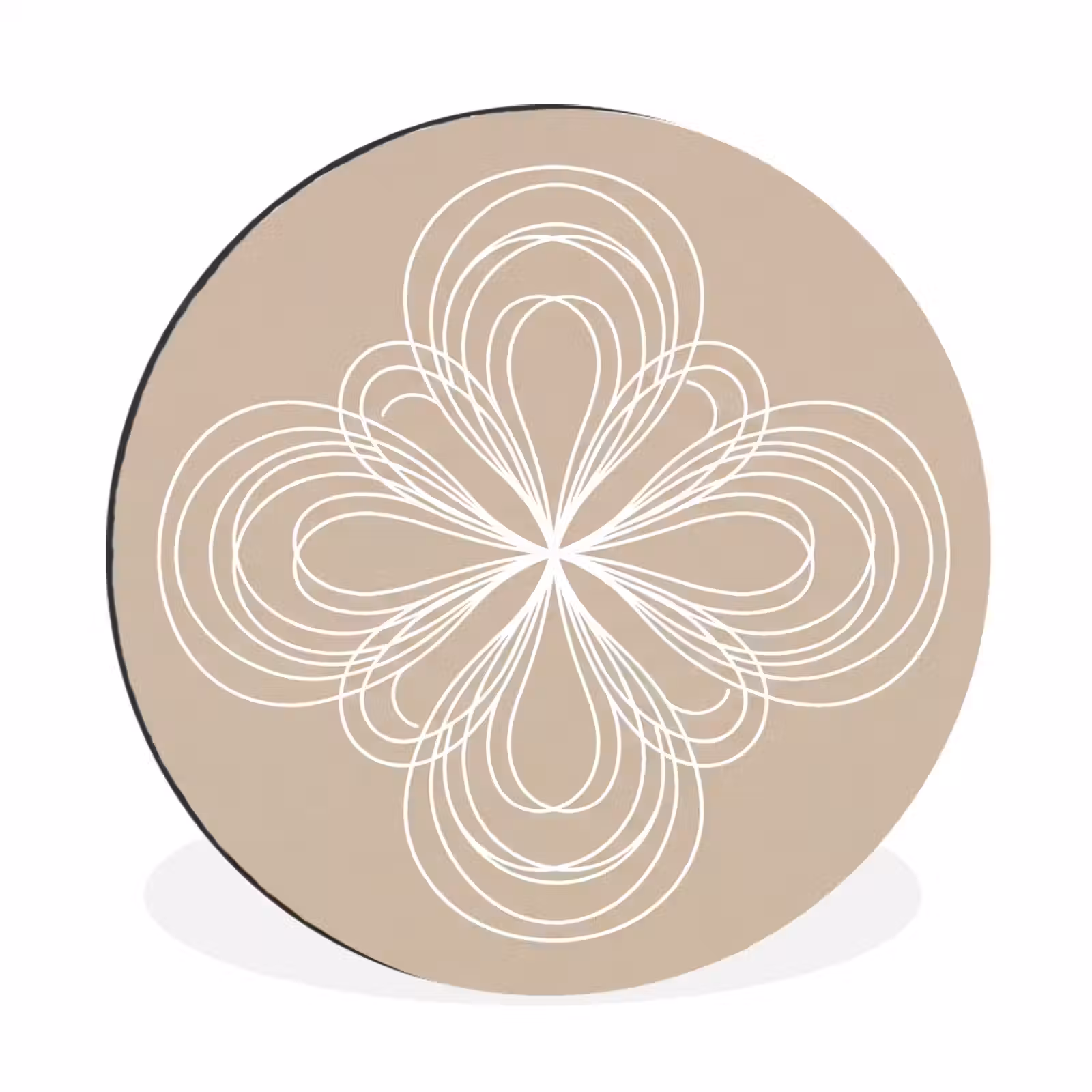 Alu-Dibond-Bild Rund - Muster – Linien – Abstrakt – Minimalistisch – Beige — 1