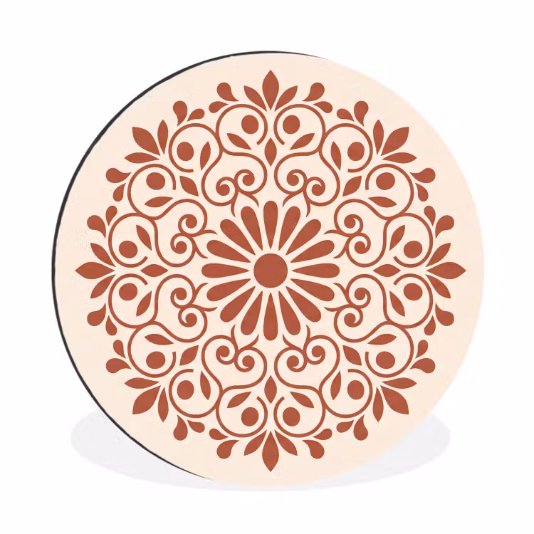 Alu-Dibond-Bild Rund - Dekoration – Kreis – Symmetrisch – Modern – Rotbraun — 1