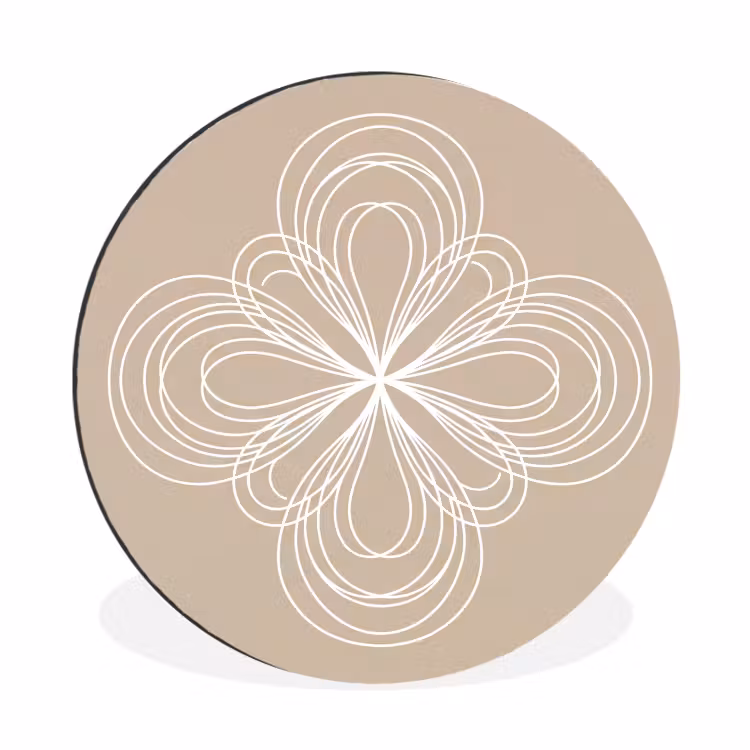 Alu-Dibond-Bild Rund - Muster – Linien – Abstrakt – Minimalistisch – Beige — 1