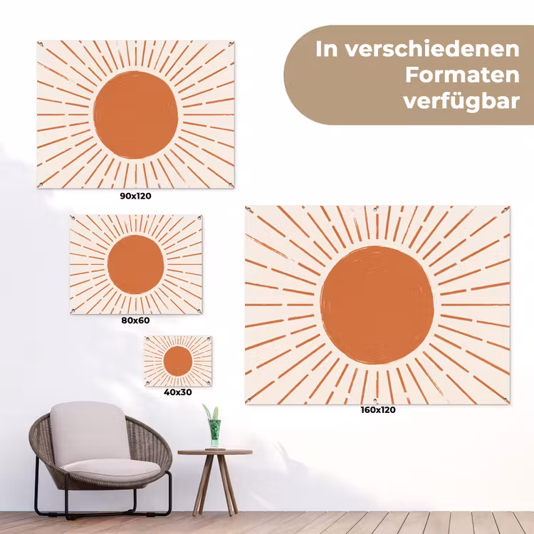 Gartenposter - Sonne – Strahlen – Abstrakt – Terrakotta – Modern — 6