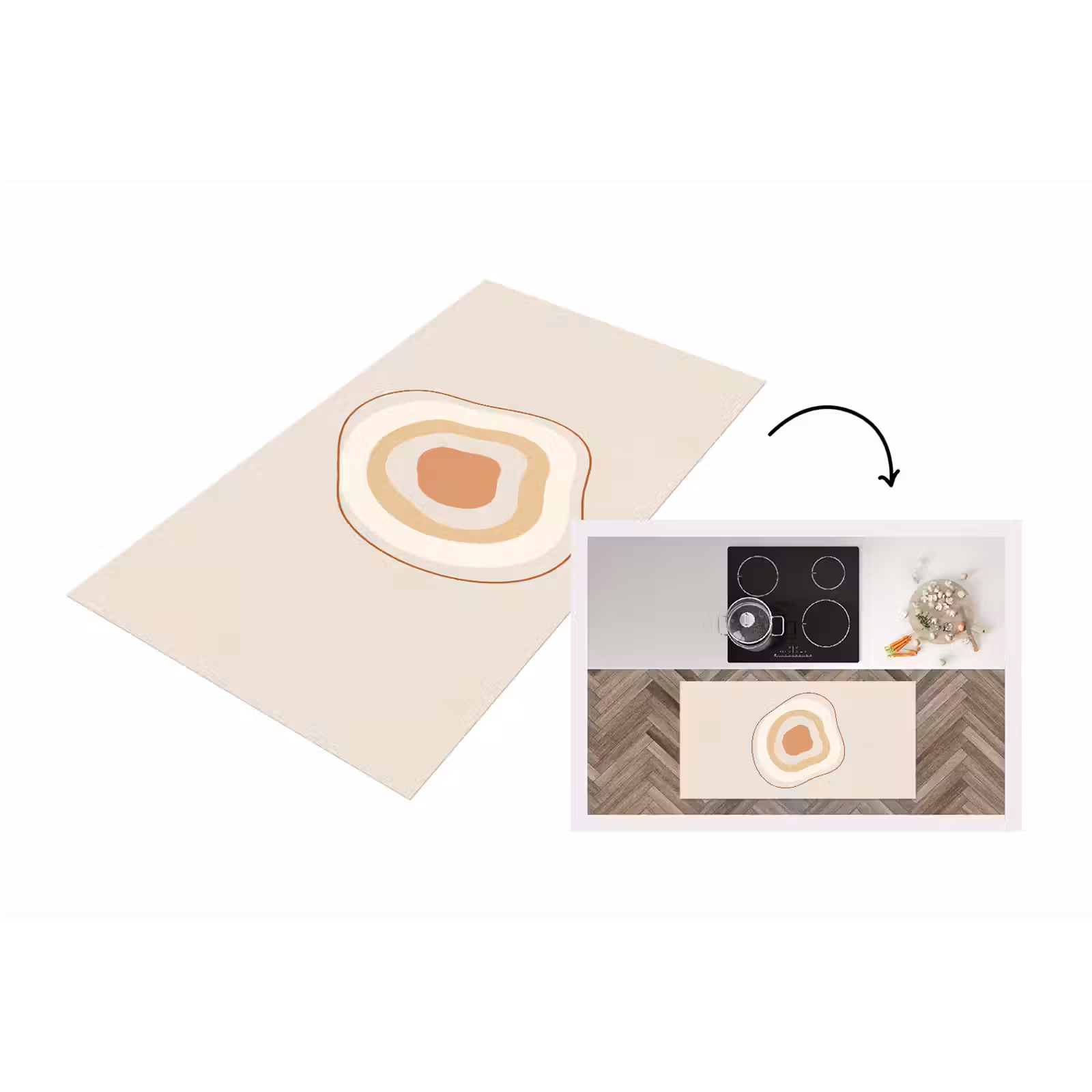 Küchenläufer - Abstrakt – Organisch – Modern – Beige – Kunst — 1