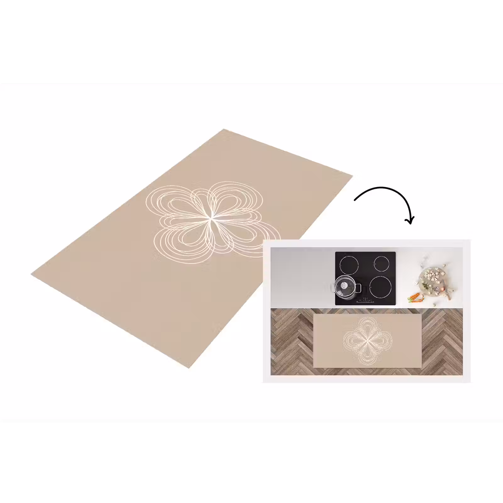 Küchenläufer - Muster – Linien – Abstrakt – Minimalistisch – Beige — 1