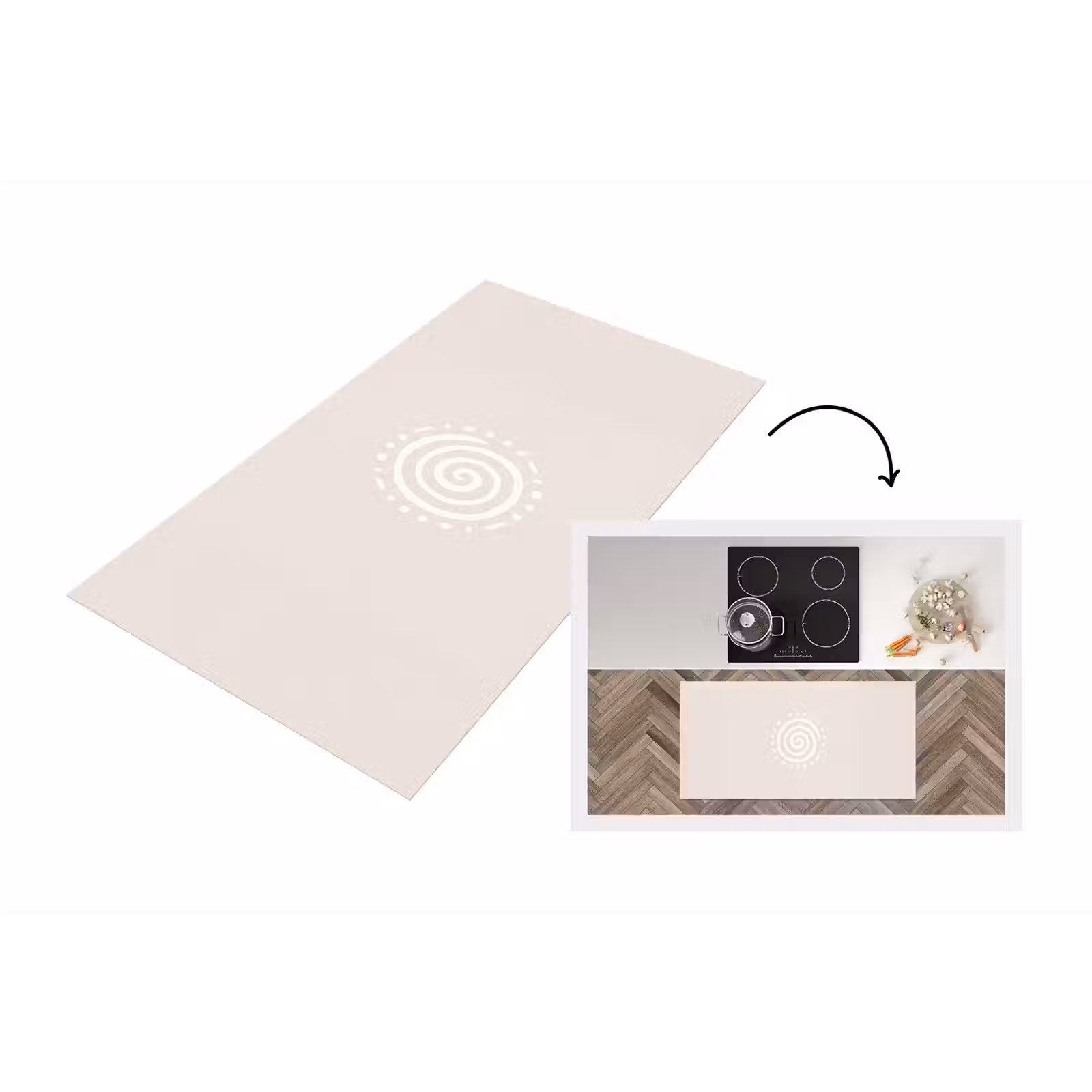 Küchenläufer - Symbol – Spirale – Abstrakt – Minimalistisch – Beige — 1