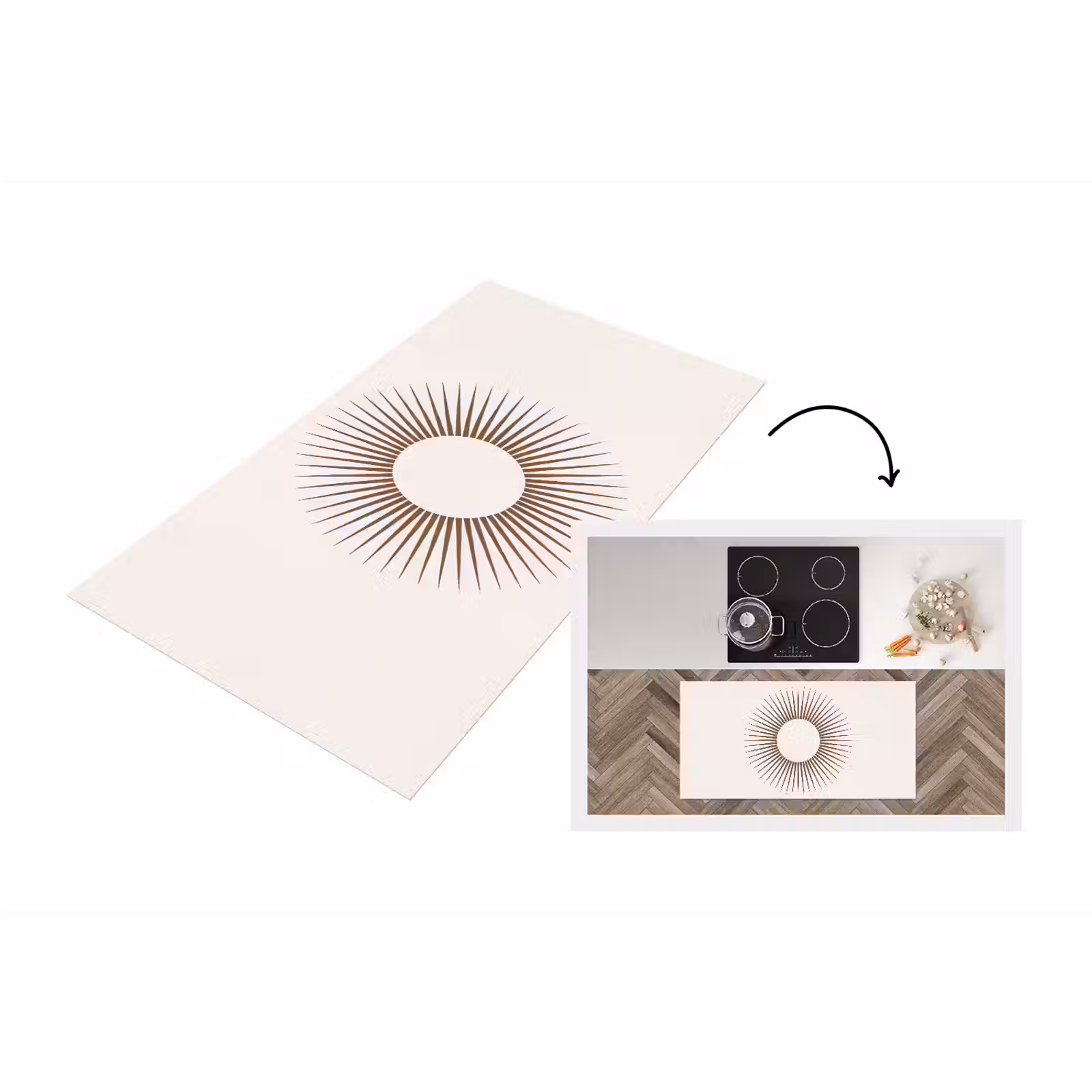 Küchenläufer - Zusammenfassung – Sonne – Symbol – Modern – Beige — 1