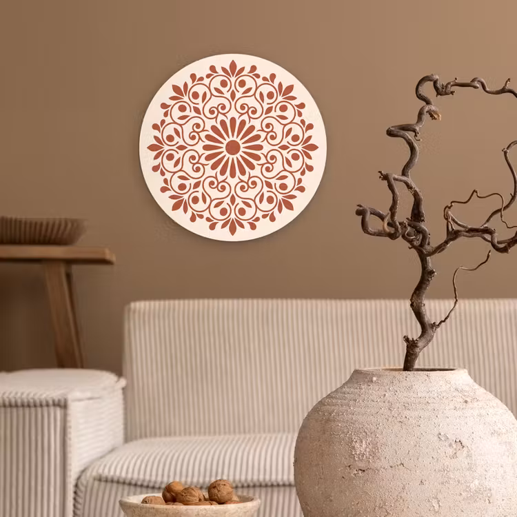 Glasbild Rund - Dekoration – Kreis – Symmetrisch – Modern – Rotbraun — 2