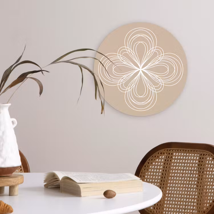 Glasbild Rund - Muster – Linien – Abstrakt – Minimalistisch – Beige — 4