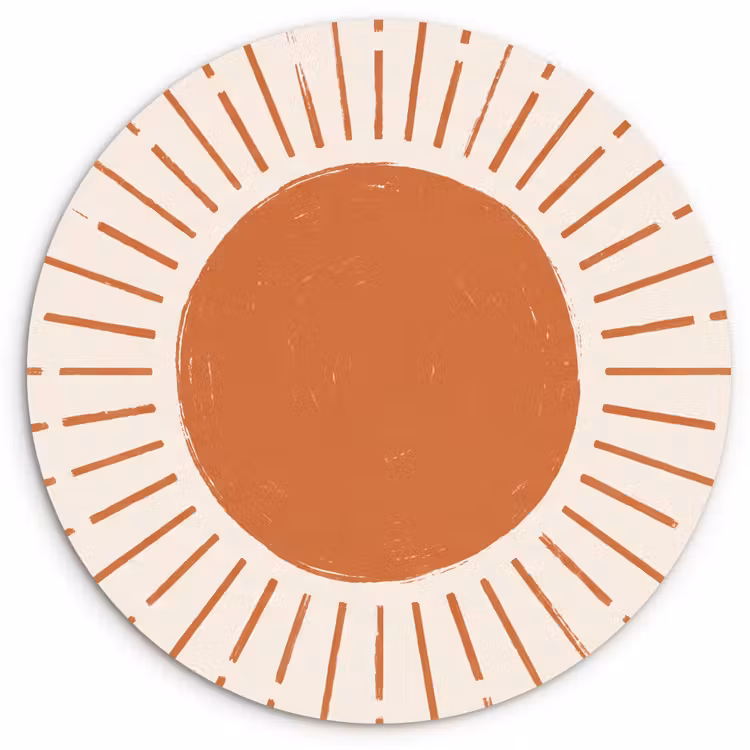 Glasbild Rund - Sonne – Strahlen – Abstrakt – Terrakotta – Modern — 1