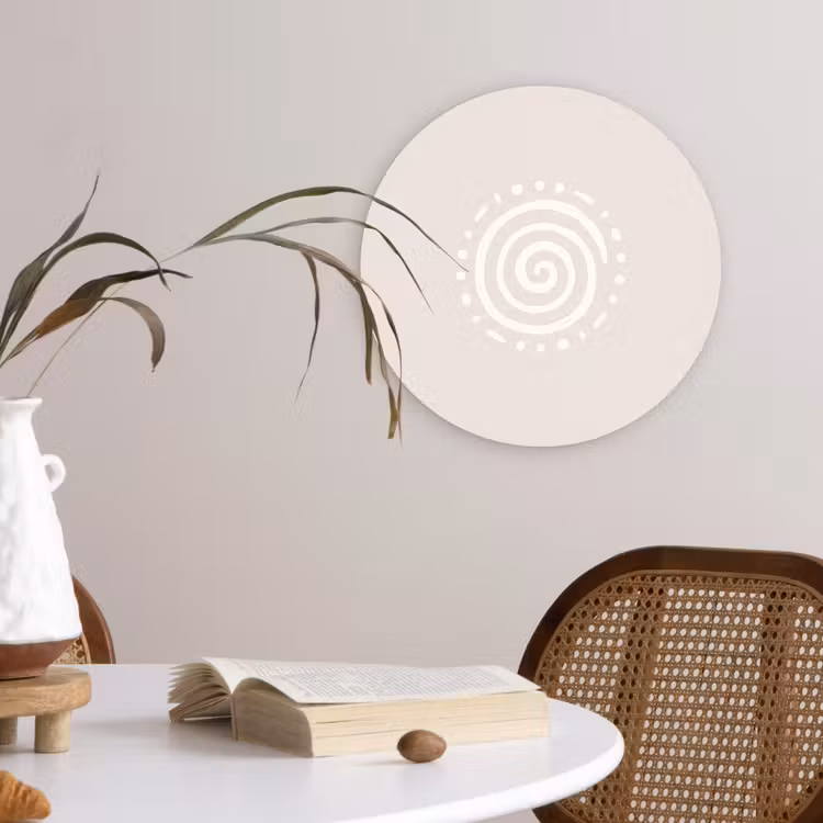 Glasbild Rund - Symbol – Spirale – Abstrakt – Minimalistisch – Beige — 4