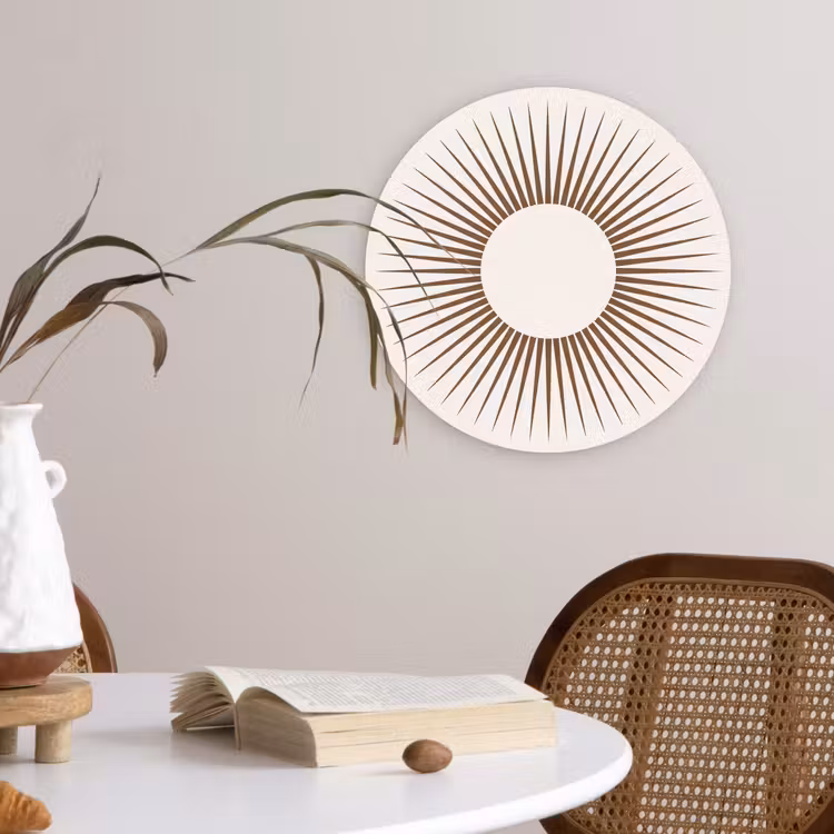 Glasbild Rund - Zusammenfassung – Sonne – Symbol – Modern – Beige — 4