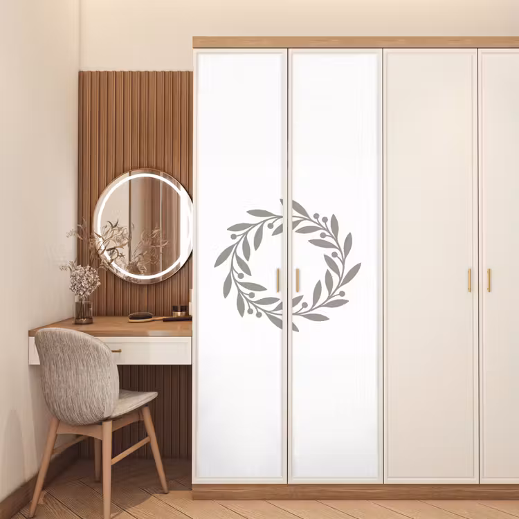 Türtapete - Kranz – Blätter – Natur – Minimalistisch – Grau — 4