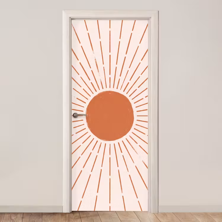 Türtapete - Sonne – Strahlen – Abstrakt – Terrakotta – Modern — 1