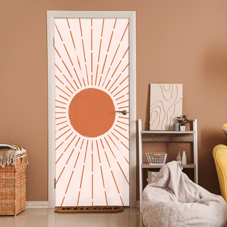 Türtapete - Sonne – Strahlen – Abstrakt – Terrakotta – Modern — 2
