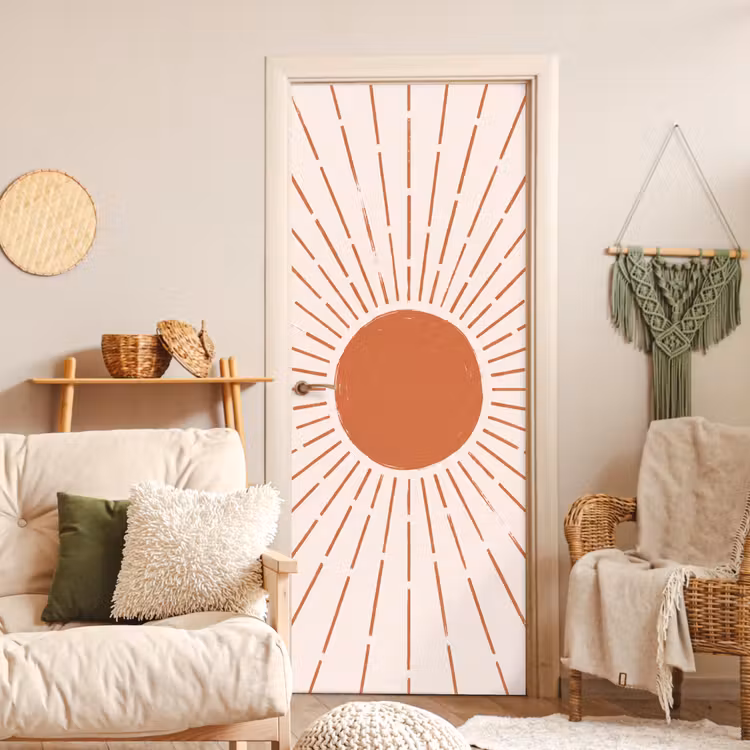 Türtapete - Sonne – Strahlen – Abstrakt – Terrakotta – Modern — 3