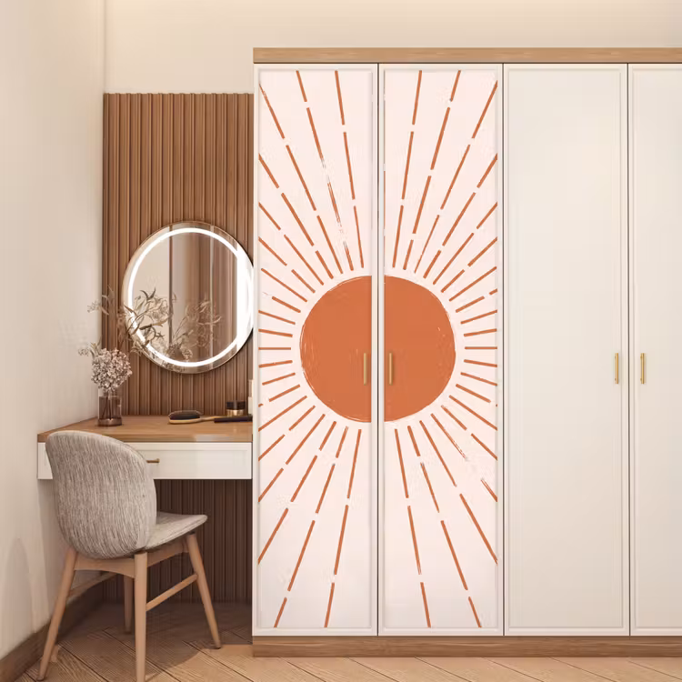 Türtapete - Sonne – Strahlen – Abstrakt – Terrakotta – Modern — 4