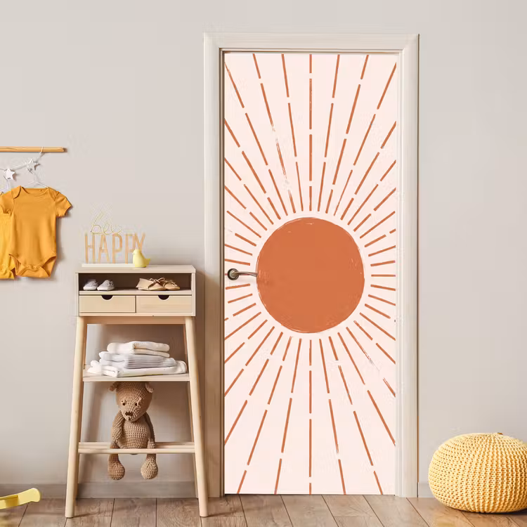 Türtapete - Sonne – Strahlen – Abstrakt – Terrakotta – Modern — 5