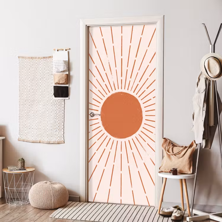 Türtapete - Sonne – Strahlen – Abstrakt – Terrakotta – Modern — 7