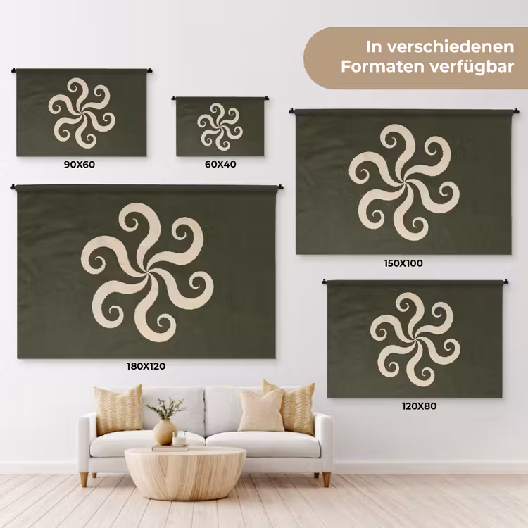 Wandteppich - Muster – Spirale – Abstrakt – Modern – Grün — 8
