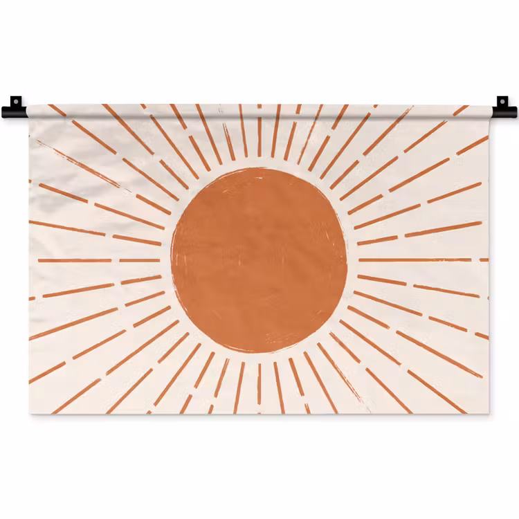 Wandteppich - Sonne – Strahlen – Abstrakt – Terrakotta – Modern — 1