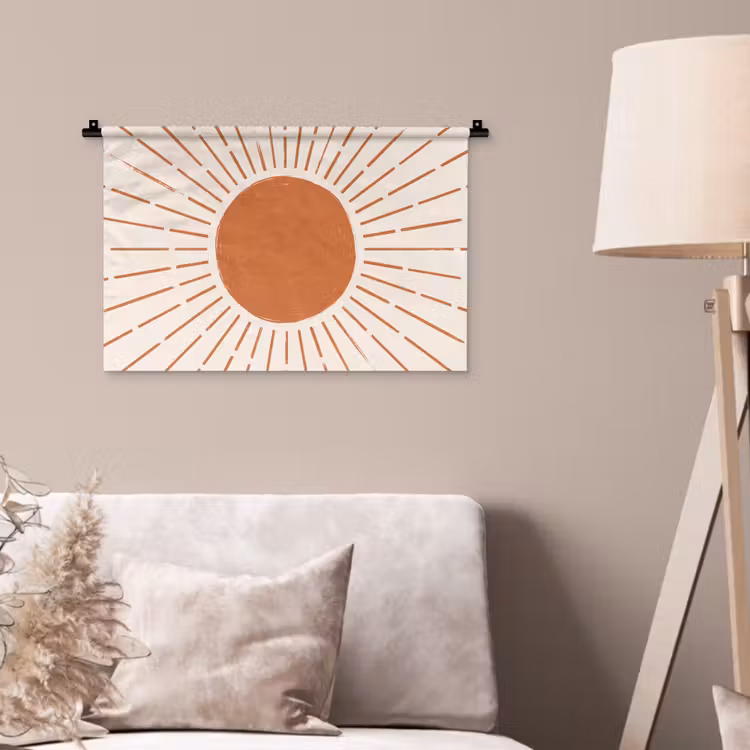 Wandteppich - Sonne – Strahlen – Abstrakt – Terrakotta – Modern — 2