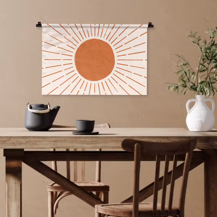 Wandteppich - Sonne – Strahlen – Abstrakt – Terrakotta – Modern — 3