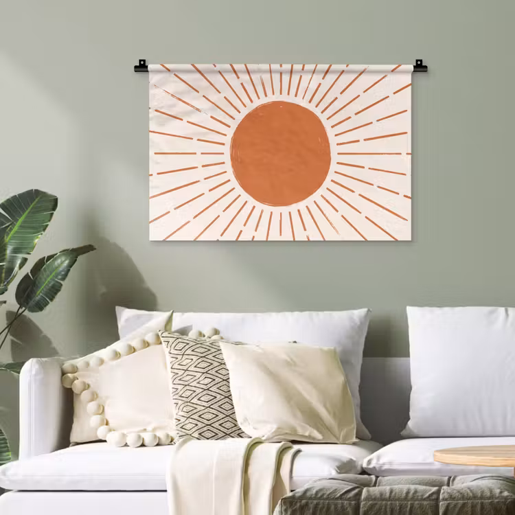 Wandteppich - Sonne – Strahlen – Abstrakt – Terrakotta – Modern — 4
