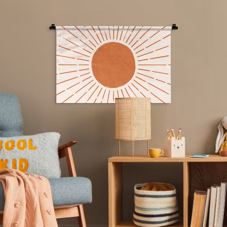 Wandteppich - Sonne – Strahlen – Abstrakt – Terrakotta – Modern — 5
