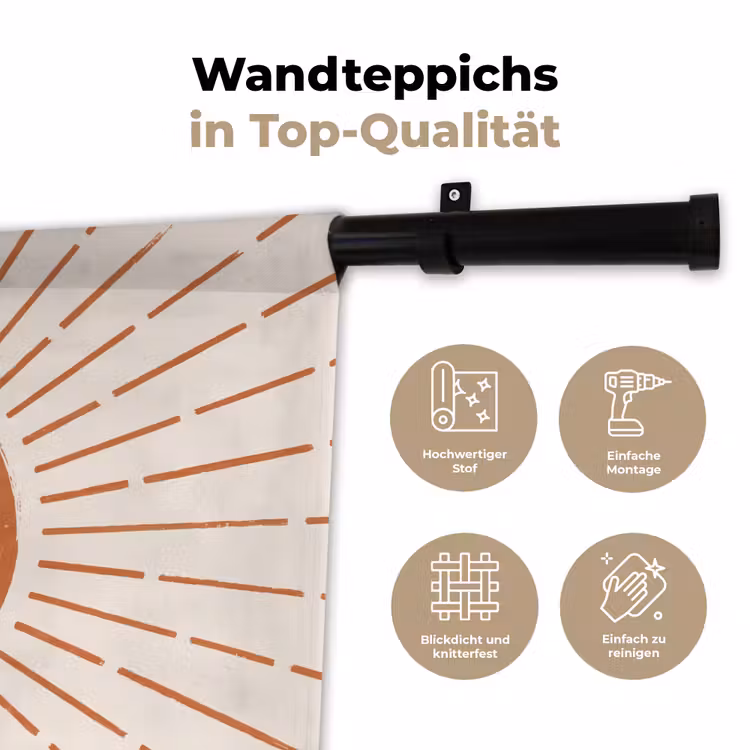 Wandteppich - Sonne – Strahlen – Abstrakt – Terrakotta – Modern — 7