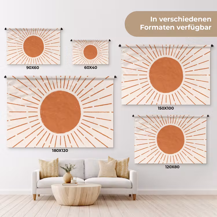 Wandteppich - Sonne – Strahlen – Abstrakt – Terrakotta – Modern — 8