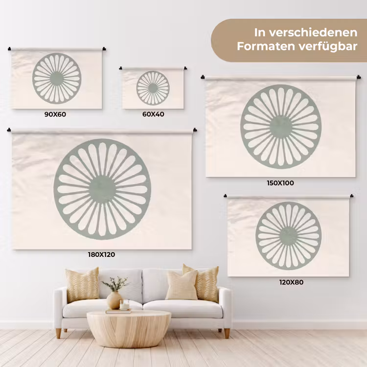 Wandteppich - Zusammenfassung – Muster – Radial – Modern – Grün — 8