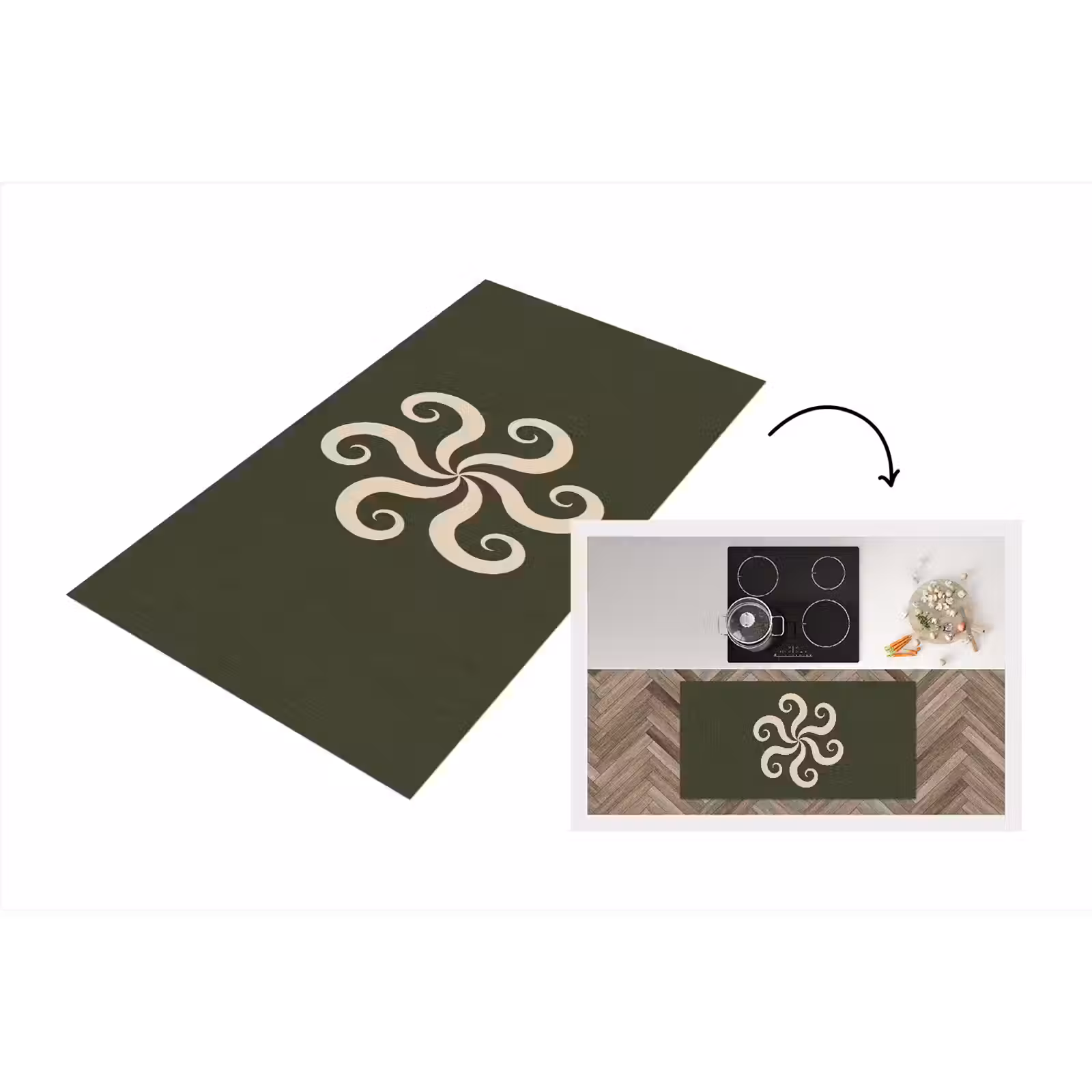 Küchenläufer - Muster – Spirale – Abstrakt – Modern – Grün — 1